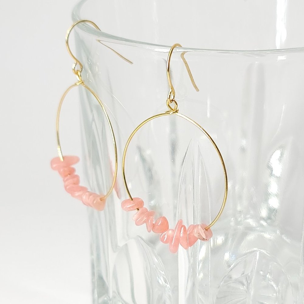 NEW Natural Peach Pink Quarts Earrings